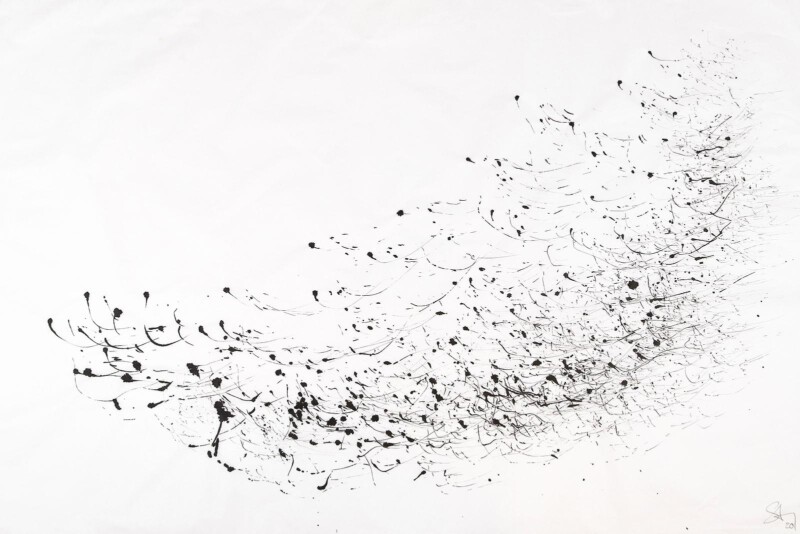 Blowing - 64 x 94 cm - Tusche auf Japanpapier - 2020 Blowing - 64 x 94 cm - Tusche auf Japanpapier - 2020